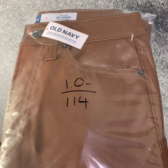 NEW Old Navy Womens Faux Leather High Rise OG Loose‎ Brown Pants Size 0 - Picture 11 of 11